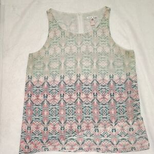 CAbi Green‎ and Pink Sleeveless Tank Top